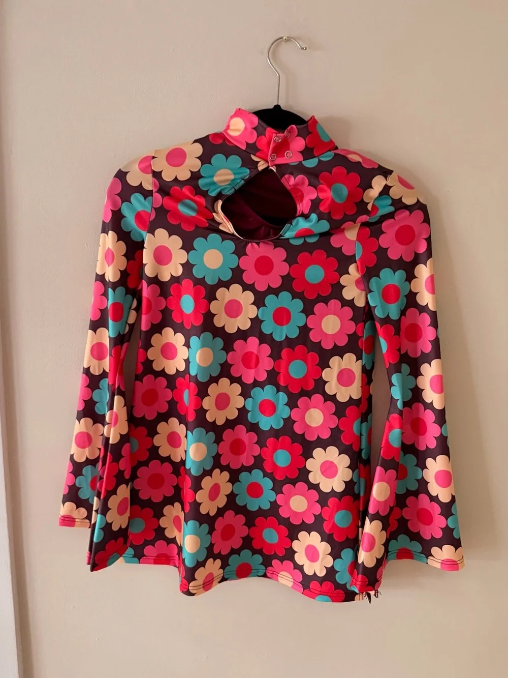 Weissman Girls Dance Costume Multicolor Floral Mock Neck Dress LC